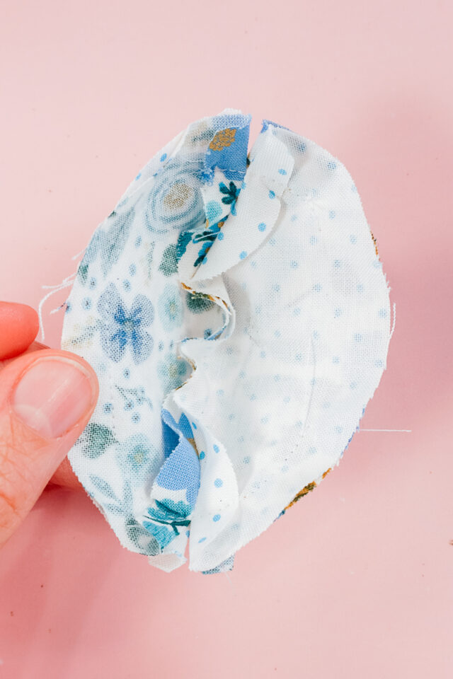sew around and leave 1.5 inch hole