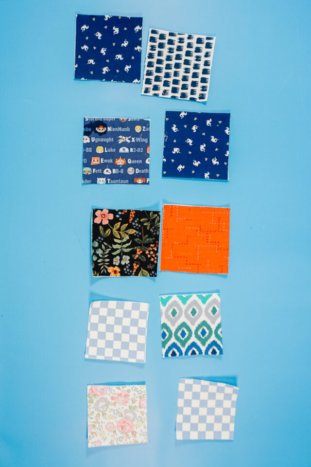 but out pieces of fabric