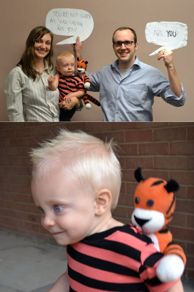 DIY calvin and hobbes family costume