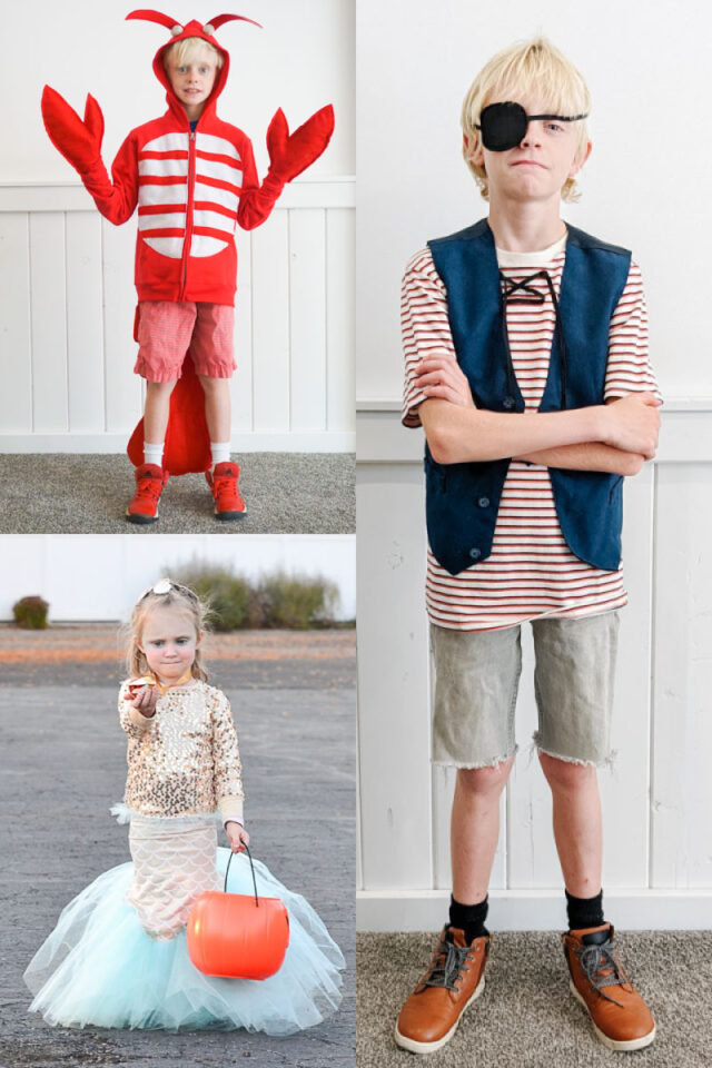 DIY pirate lobster mermaid family costume