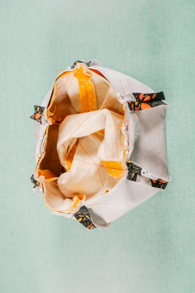 place right sides together and pin top edge