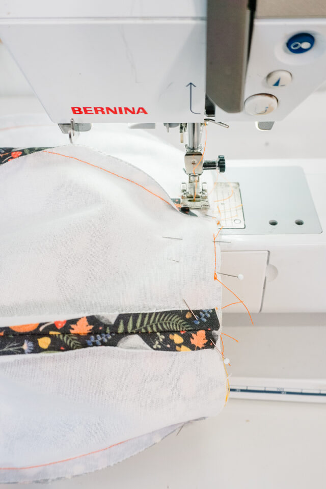 sew top edge and leave hole