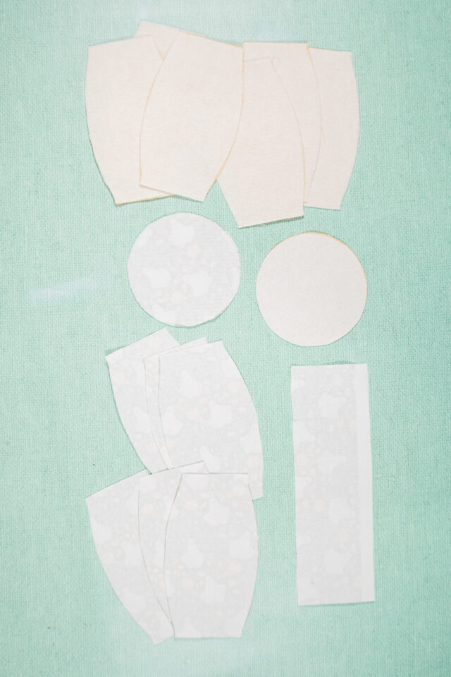 apply fusible fleece and interfacing ot back of fabric