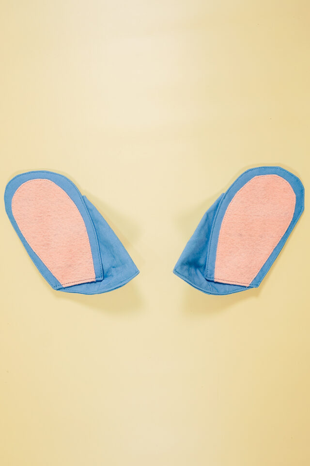 sew stitch ears onto triangle ears