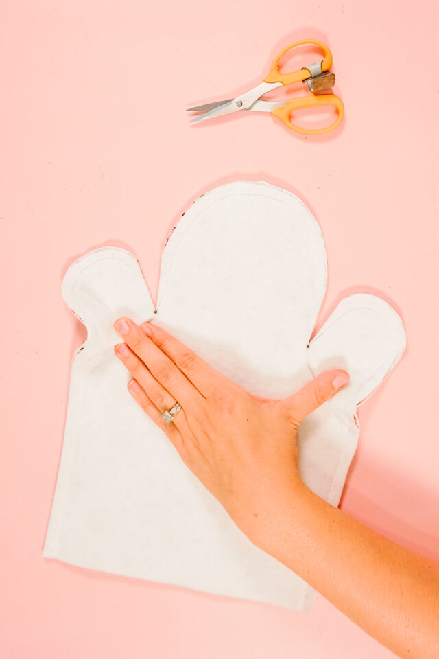 clip up to stitching at marks