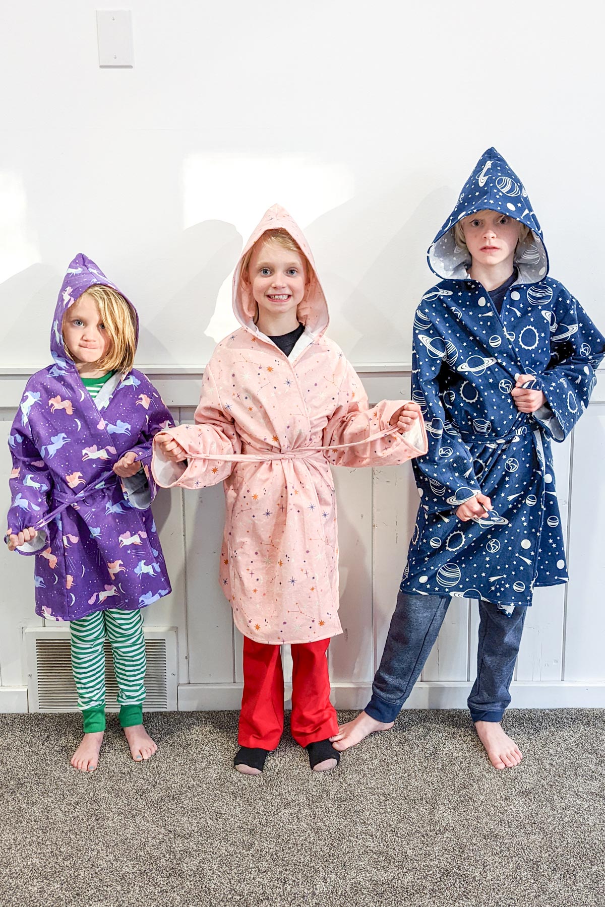 sew flannel robes for kids