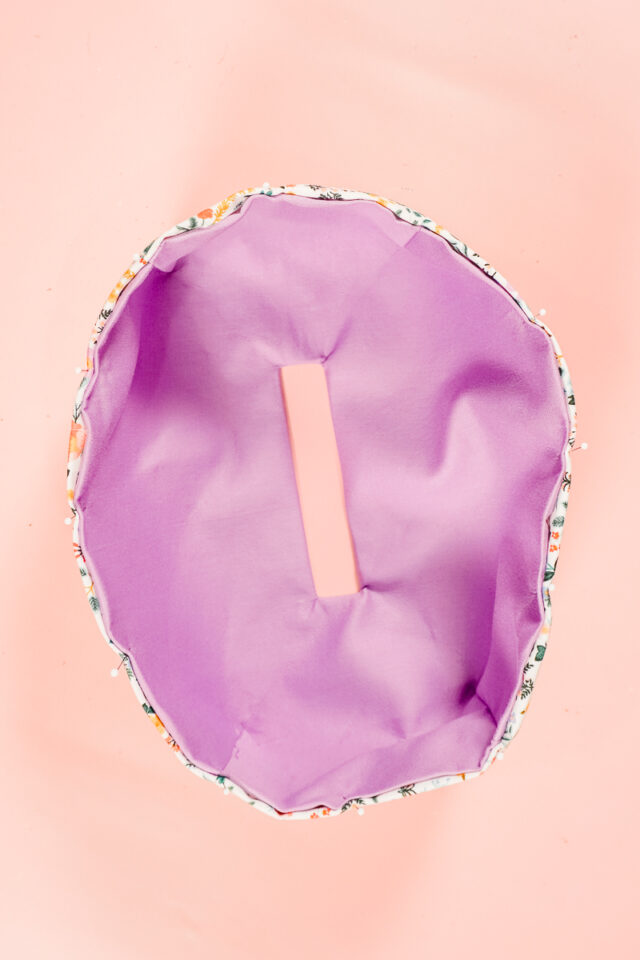 fold raw edges up and inside 3/8 inch