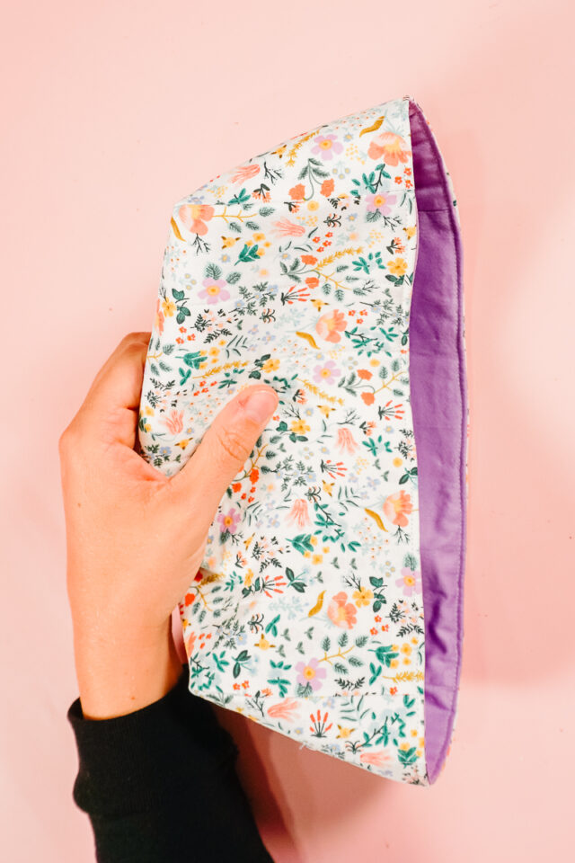 sew around bottom edge enclosing seams