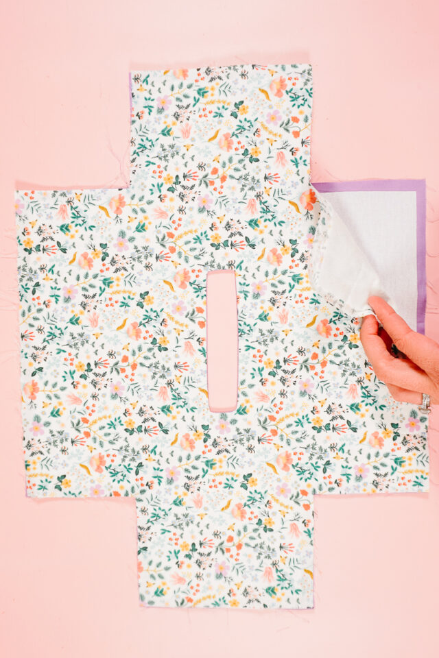 turn right side out through rectangle and press