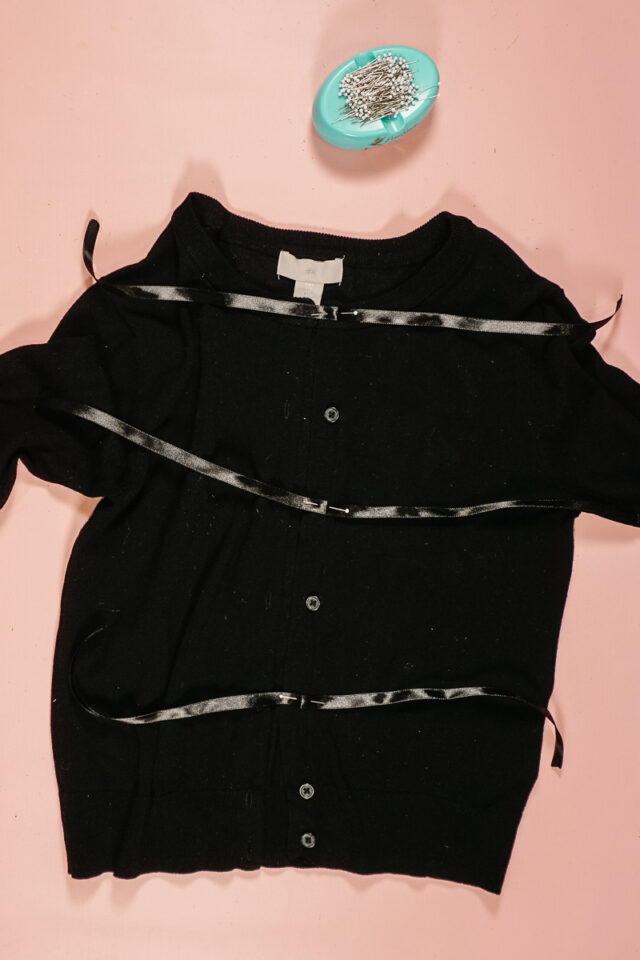 pin the ribbons in place