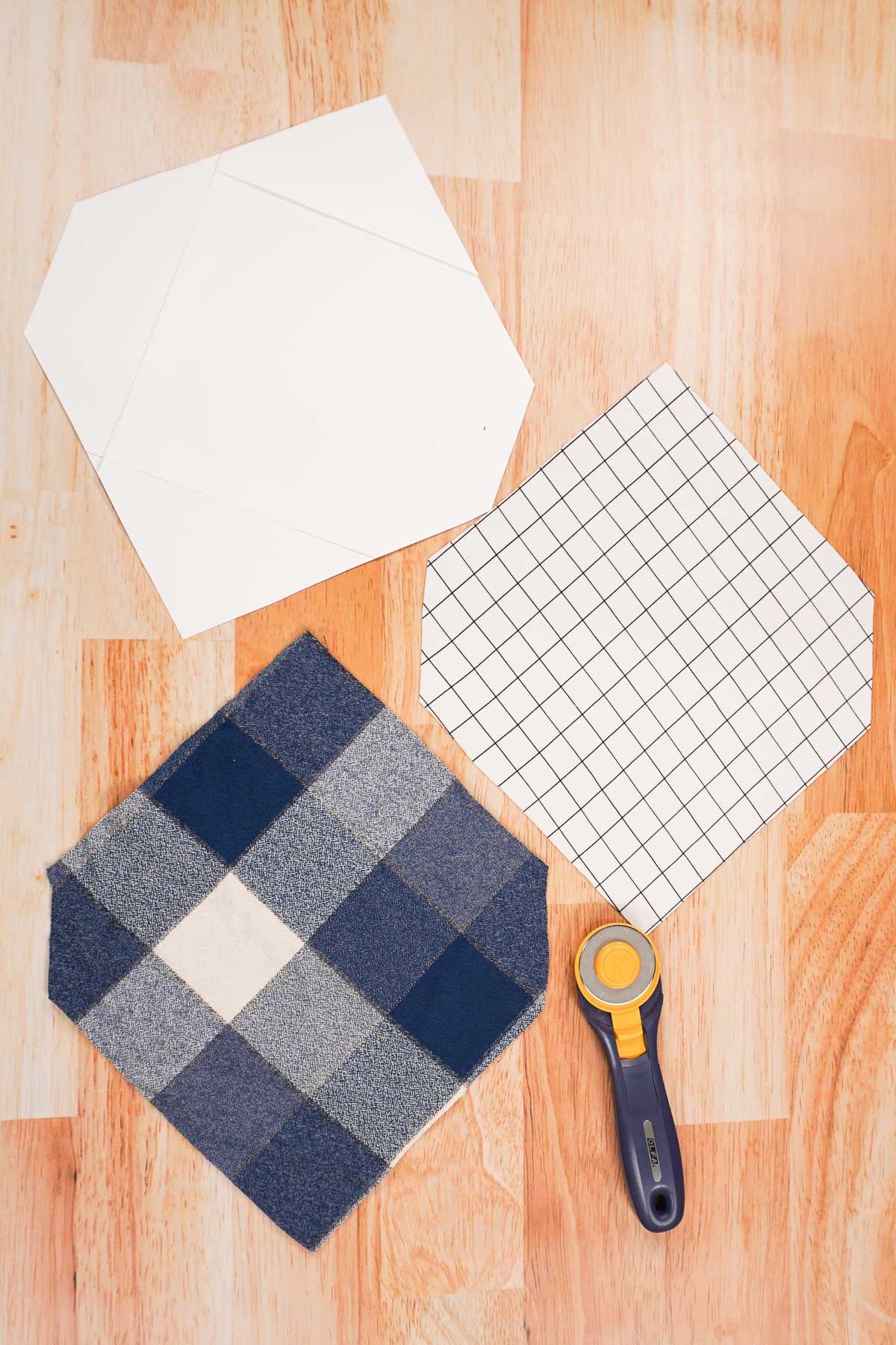 cut out one piece of fabric with the pattern