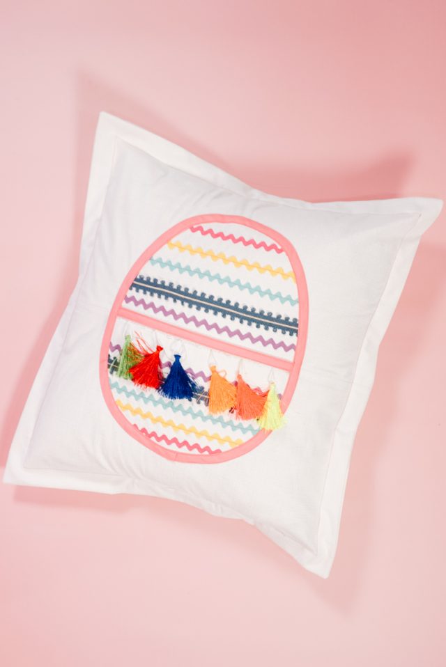 cute ricrac easter egg throw pillow