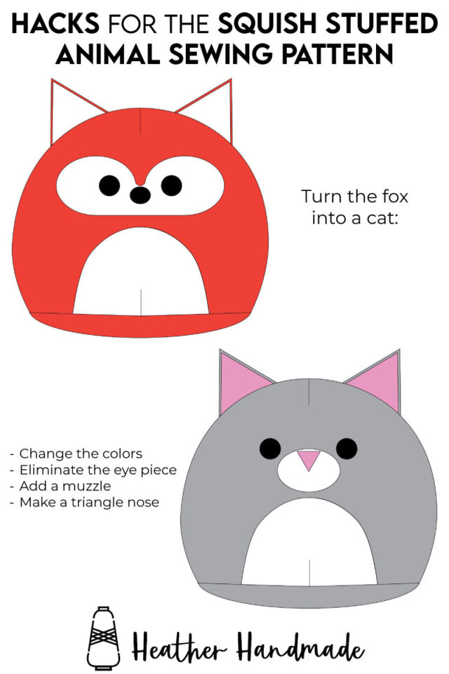 fox squish stuffed animal sewing pattern hack cat