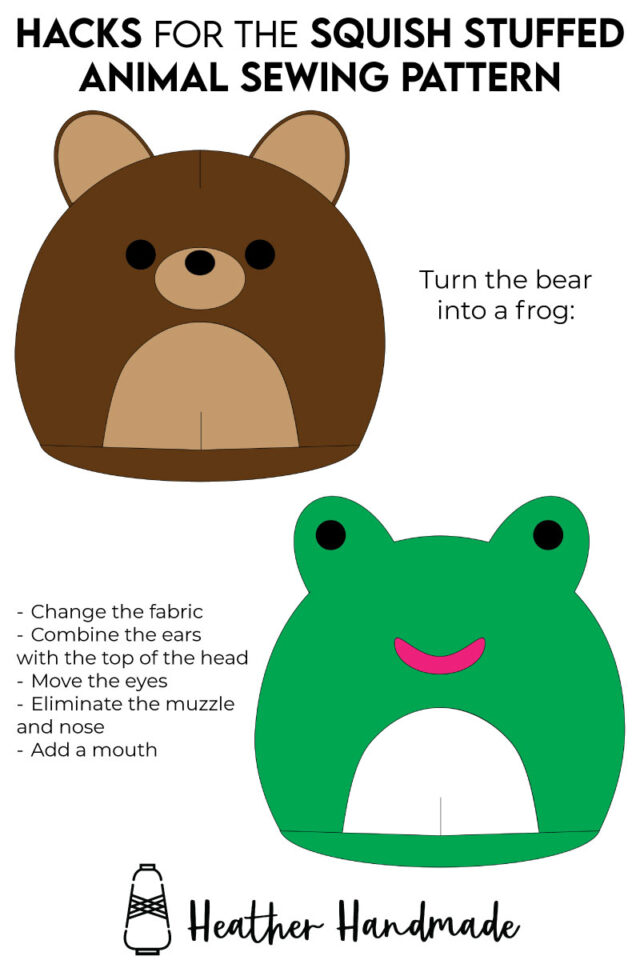 bear squish stuffed animal sewing pattern hack frog