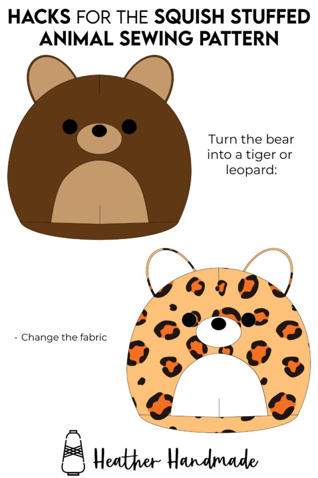 bear squish stuffed animal sewing pattern hack leopard