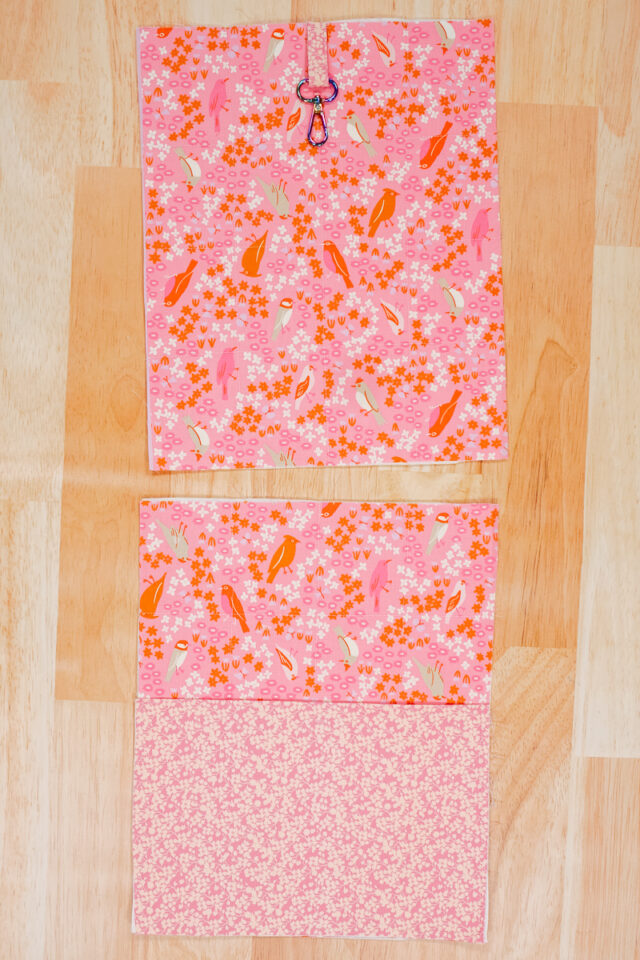 baste pocket and loop in place