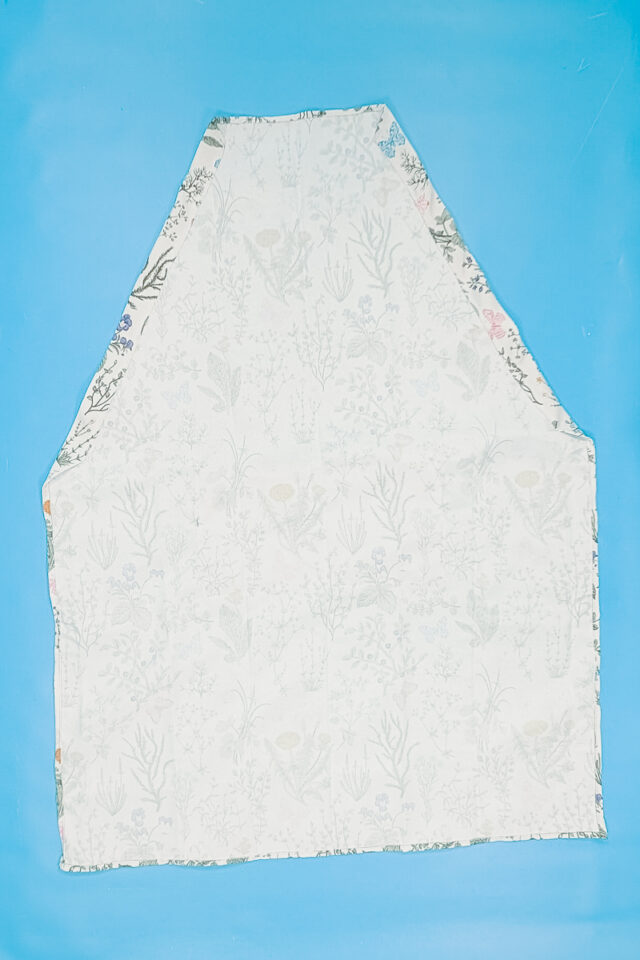sew casing on each angled section of apron