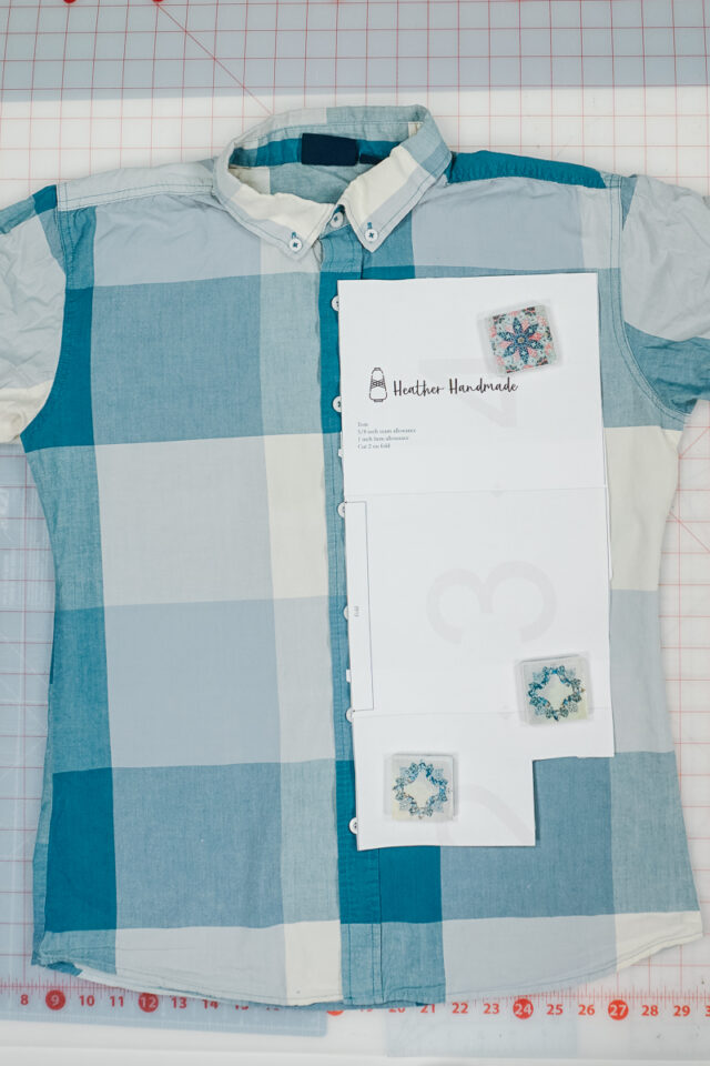 cutting out the shirt pieces
