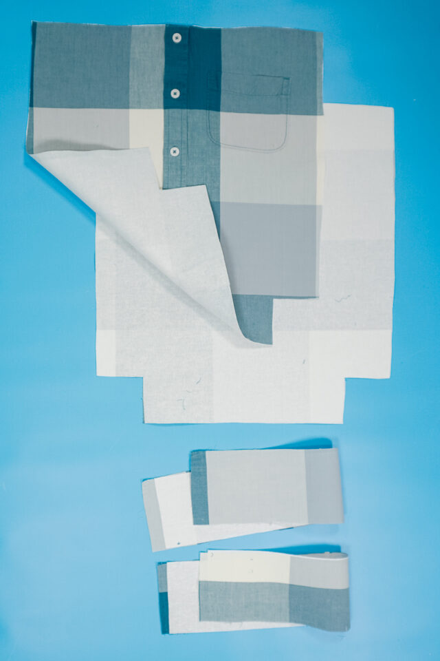 iron the interfacing to the back of the shirt and straps