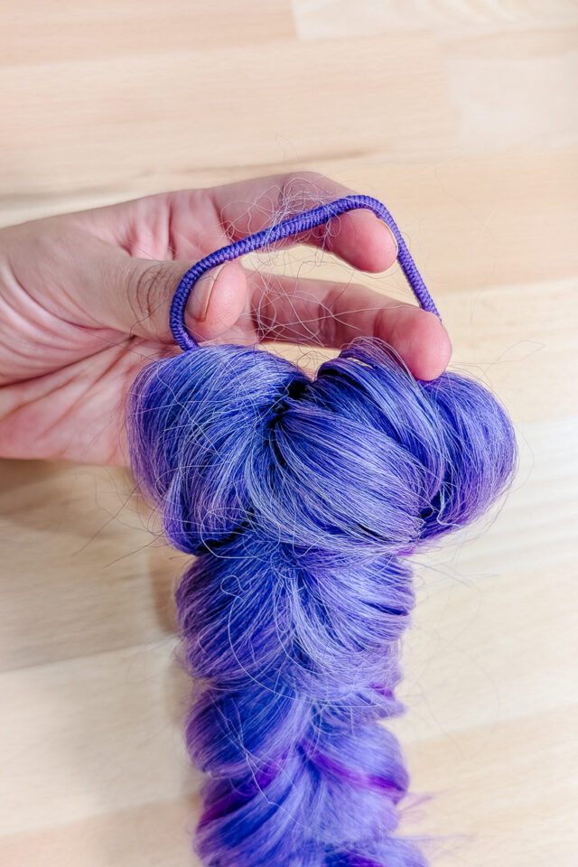 diy removable rumi hair braid with hair elastic