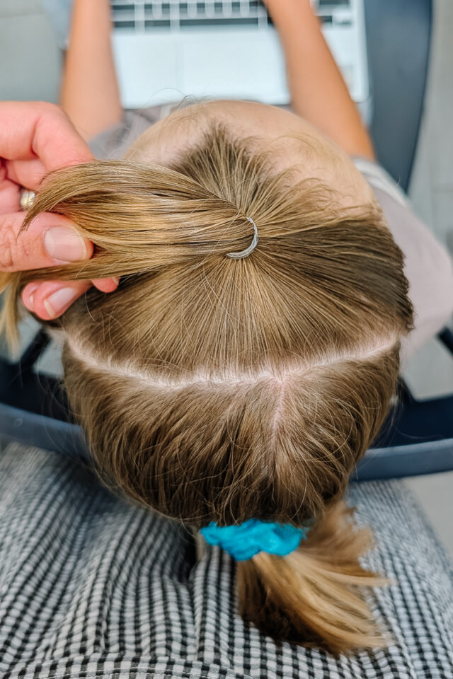 start with high top ponytail