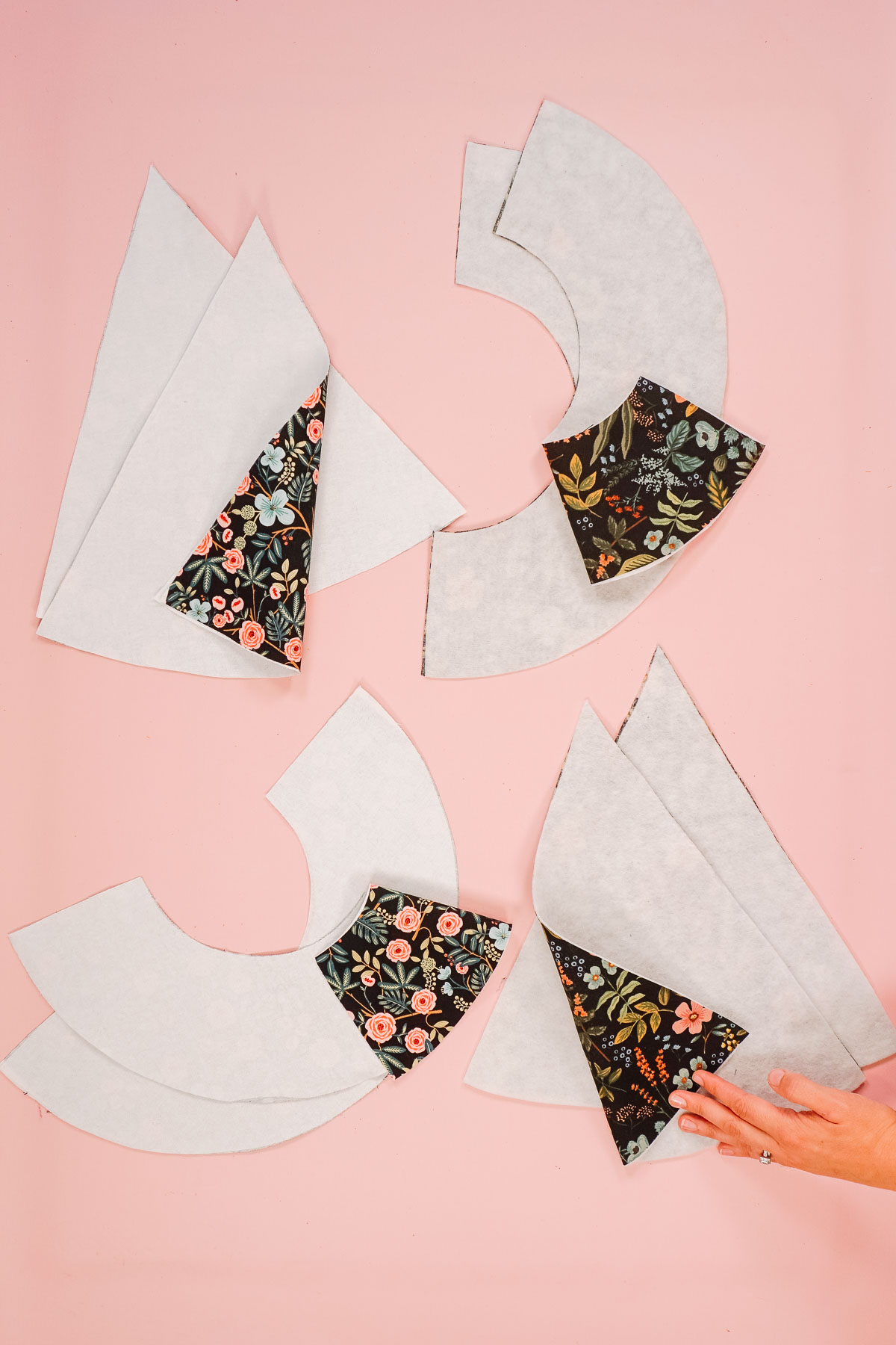 iron the interfacing and fusible fleece to the fabric