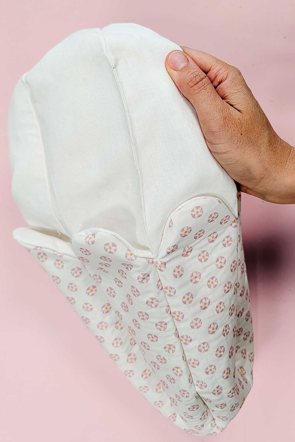 pinch the hole in the lining closed and sew