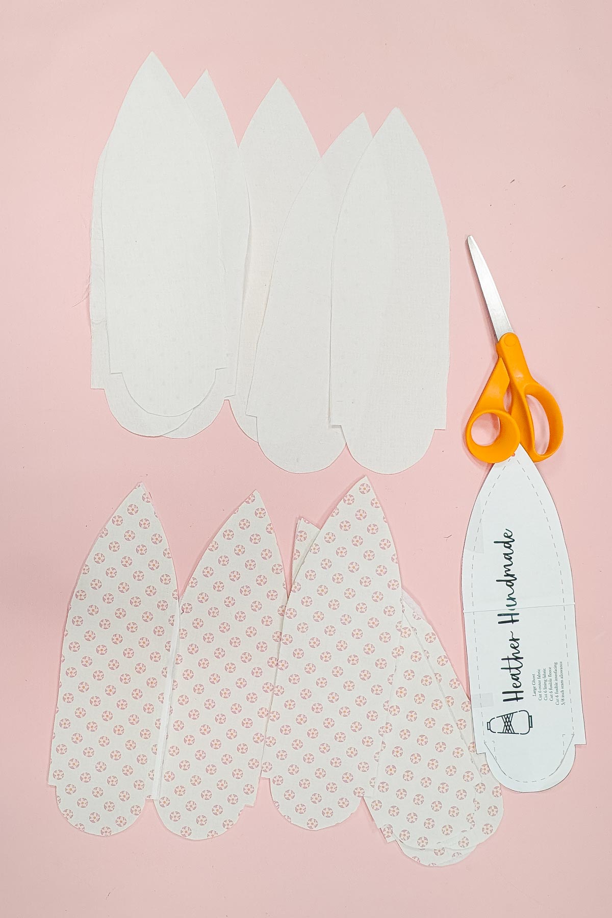 cut out fabric pieces