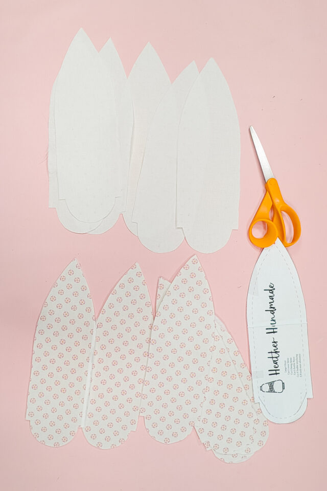 cut out fabric pieces
