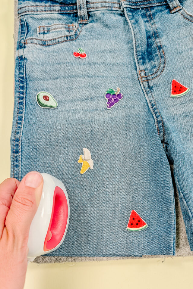 iron each patch onto jeans