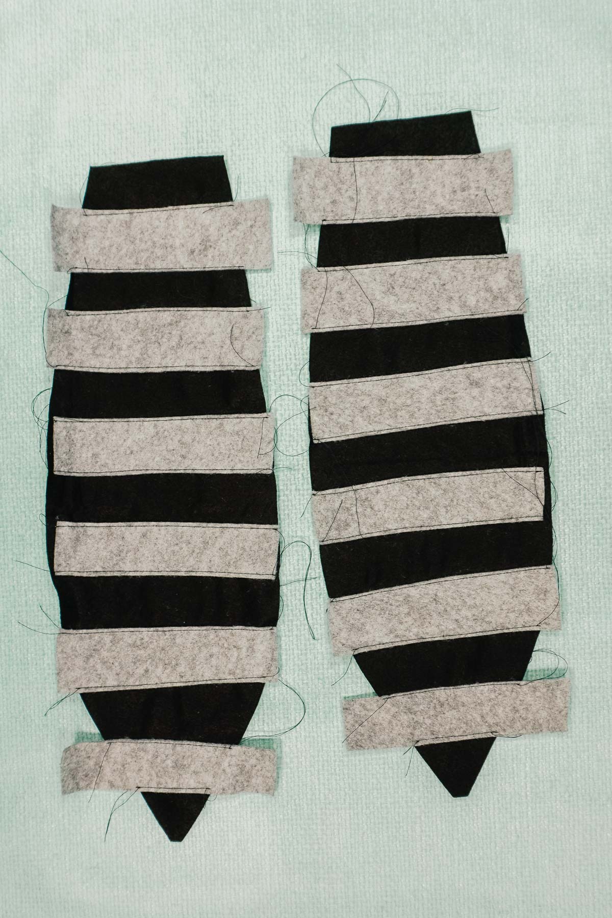 sew stripes in place