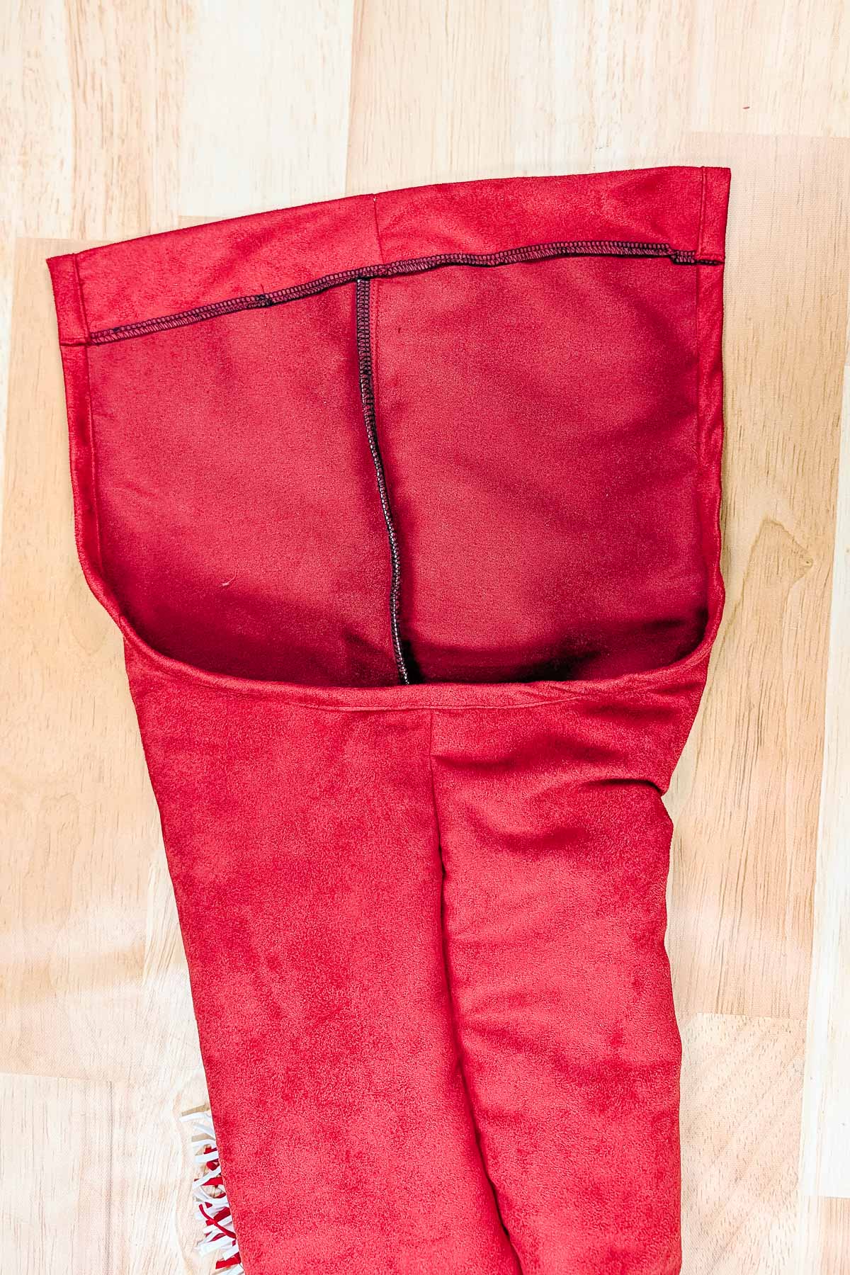fold top edge down to create casing